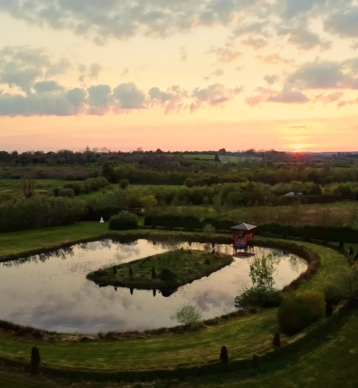 Lake drone view at Willowbrook