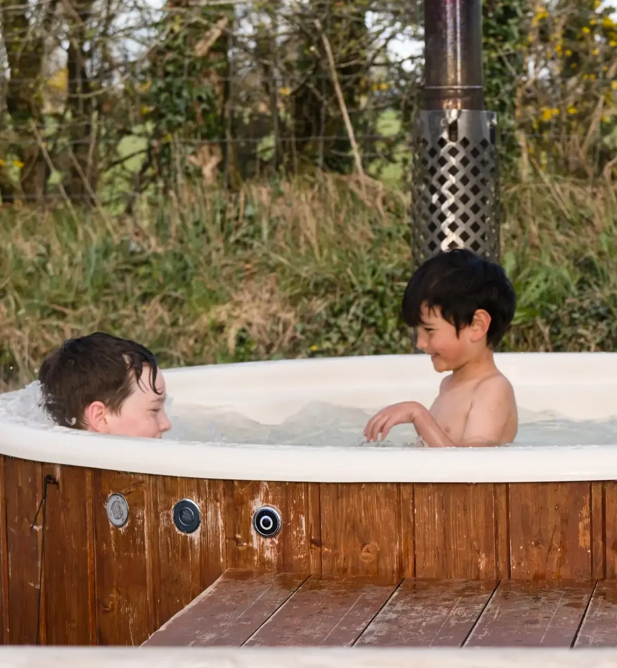 Kids in hot tub at Willowbrook